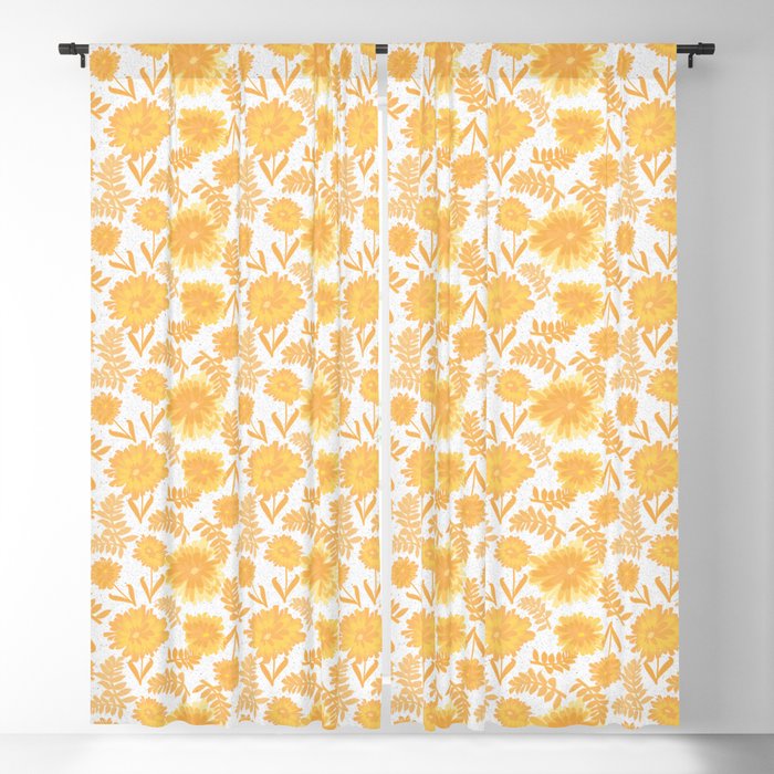 Mountain Dandelion White Textured Pattern Blackout Curtain