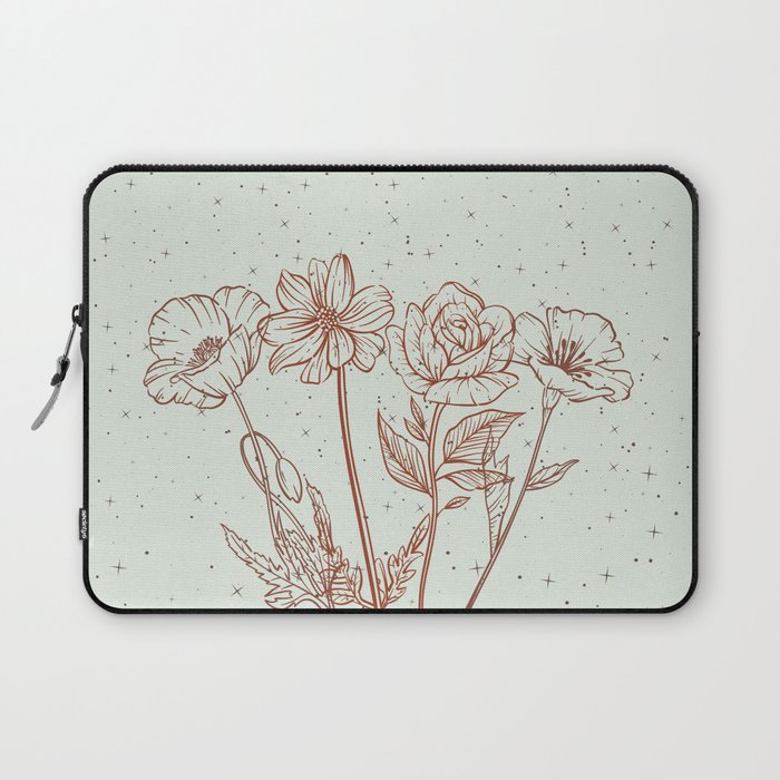  Boho Minimalist Flower Garden Vintage Simple Design Laptop Sleeve