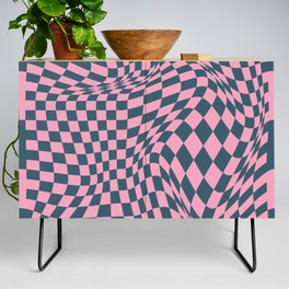Chequerboard Pattern - Pink Blue Credenza
