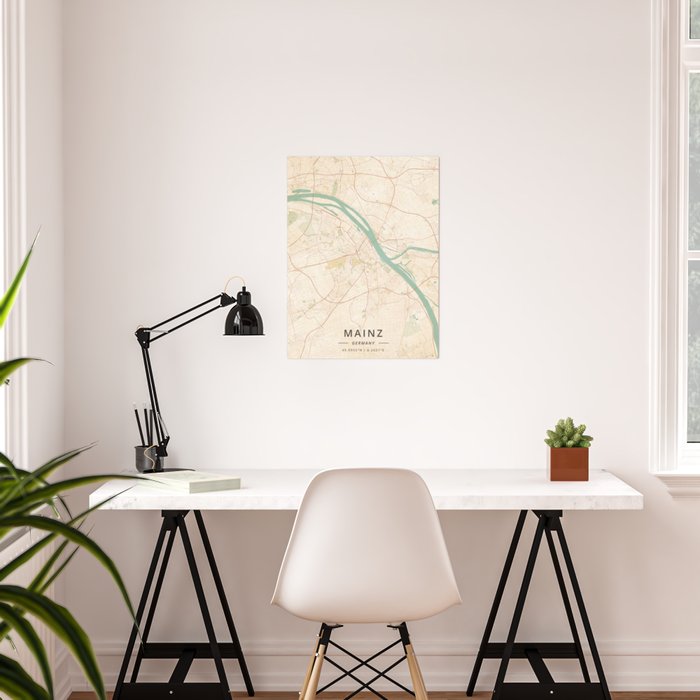 Mainz Printed on Art Quality Paper Many Colours Germany City Map Print Scandi // Vintage // Retro // Minimal Fast Delivery