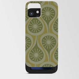 Mid Century Modern Atomic Drops Retro Pattern in Vintage Olive Green and Celadon Tones iPhone Card Case