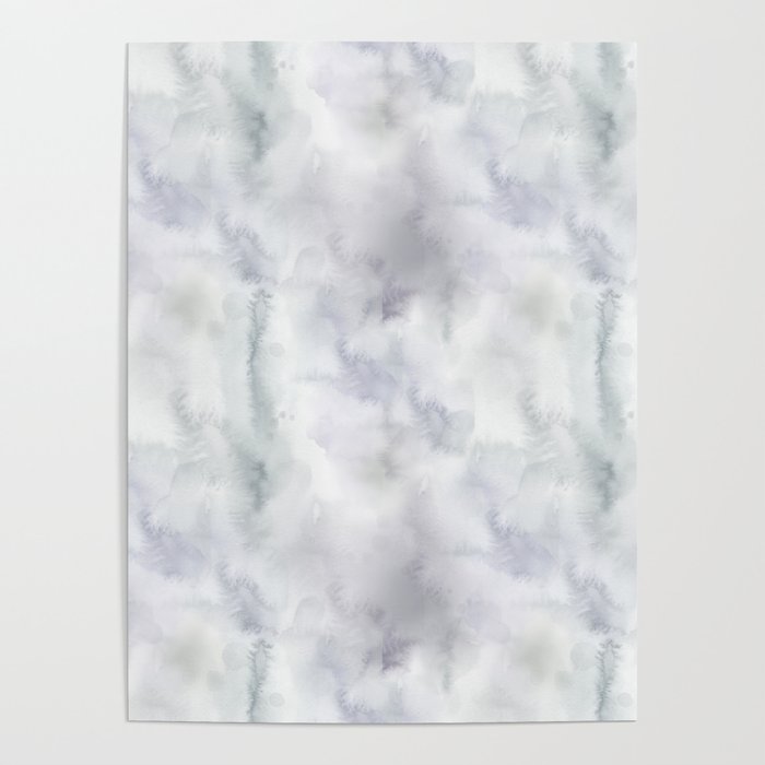 Abstract modern gray lavender watercolor pattern Poster
