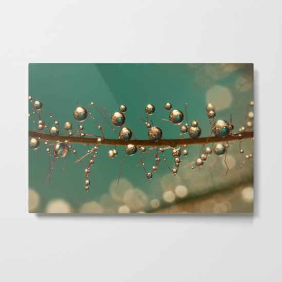Storm Green Smoke Drops Metal Print