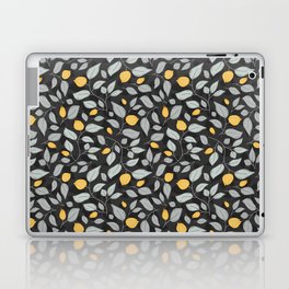 Yellow tulips pattern on a black background Laptop Skin