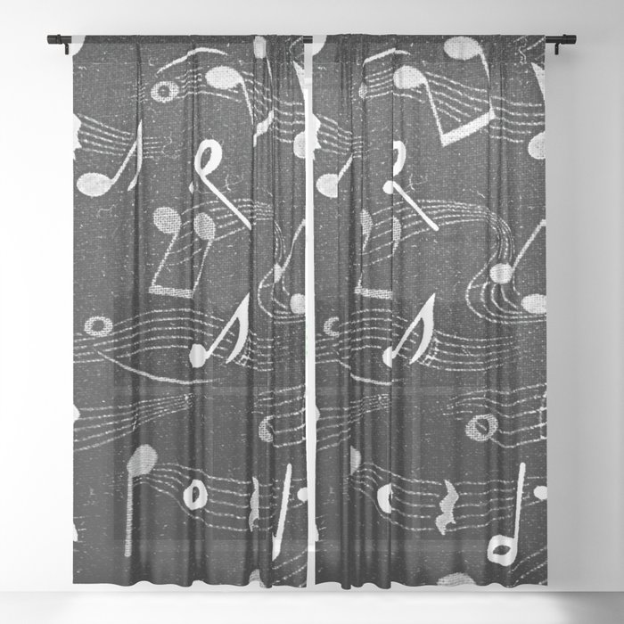 Black Fabric Pattern Design Sheer Curtain