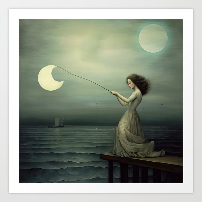 Fishing for the Moon Art Print