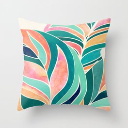 Rise Up Tropical Leaf Illustration Throw Pillow