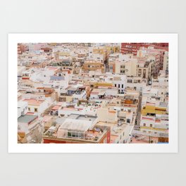 Almeria city from above - Colorful houses at the ancient part of Almeria city in the southern of Spain Art Print