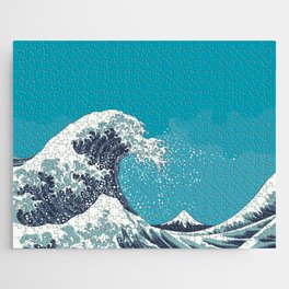 Great Wave and Mount Fuji vintage japanese woodcut style illustration Jigsaw Puzzle
