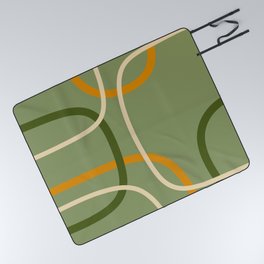 Abstract sage green mid century shapes Picnic Blanket