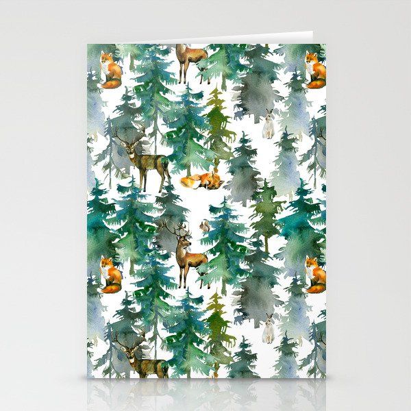 Woodland Friends Wild Animals In Forest Stationery Cards