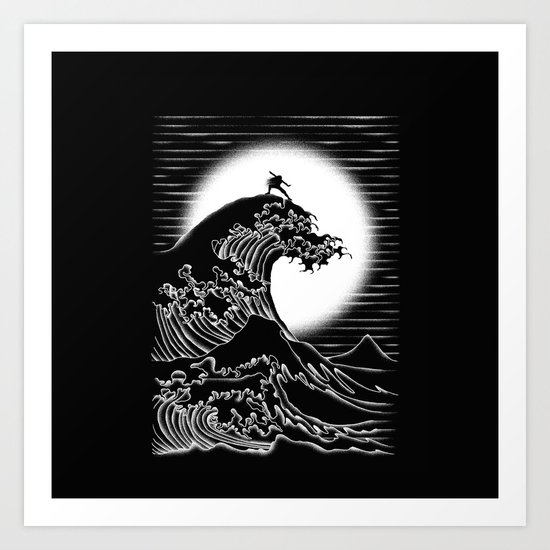 Waterbending (Black) Art Print