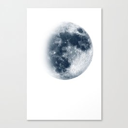 Waxing Gibbous | 3/4 Moon | Classic Blue | Watercolor Painting | Illustration Canvas Print