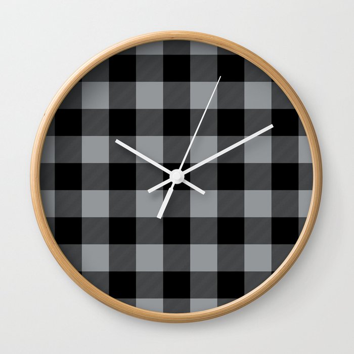 Steely Gray - check Wall Clock