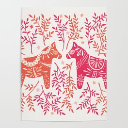 Swedish Dala Horses – Melon Palette Poster