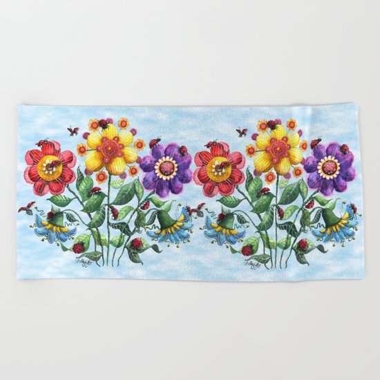 Ladybug Playground on a Summer Day Beach Towel