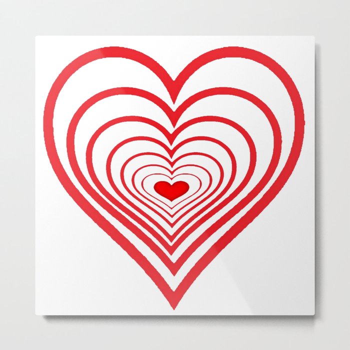 RED VALENTINES HEARTS IN HEARTS ART Metal Print