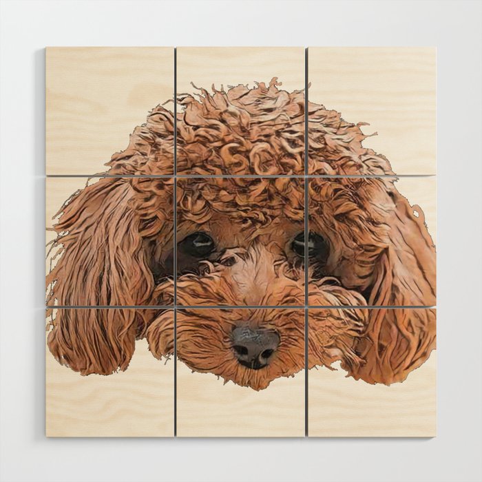 Dog Toy Poodle Barbet confusing autumn bush bust Wood Wall Art