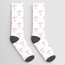 Pink Palm Trees Pattern Socks
