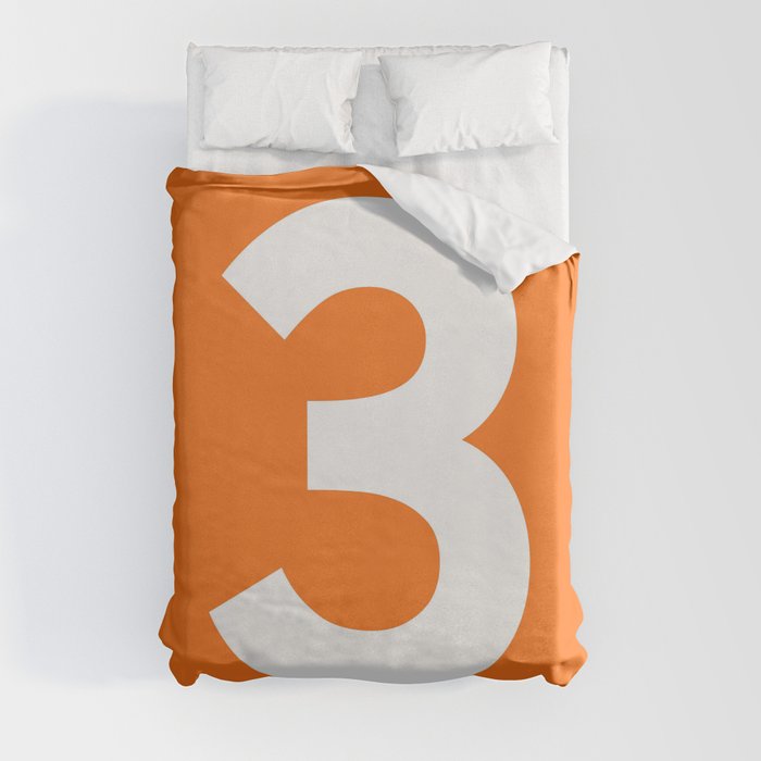 Number 3 (White & Orange) Duvet Cover
