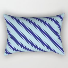 [ Thumbnail: Light Blue and Midnight Blue Colored Striped Pattern Rectangular Pillow ]