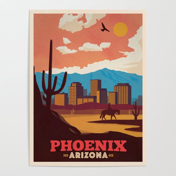 Arizona Phoenix Tucson United States Vintage Travel Advertisement Art Poster 