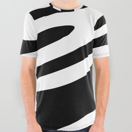 Black and White Groovy Zebra Liquid Stripes Design All Over Graphic Tee