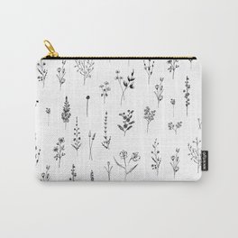 White Wildflowers Pattern Carry-All Pouch