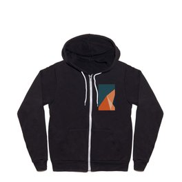 Abstract Triangle Abstraction in Teal and Orange Zip Hoodie