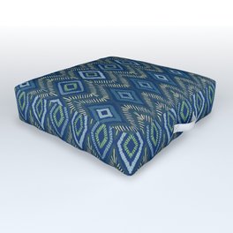 Blue textured Aztec pattern Outdoor Floor Cushion