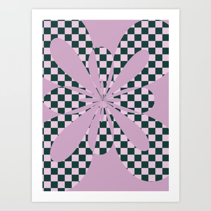 Abstract Checkerboard - Purple Art Print