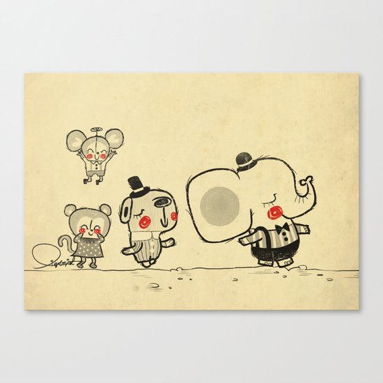 Forest Friends \ Cute Animals March\ elephant cats dogs Canvas Print