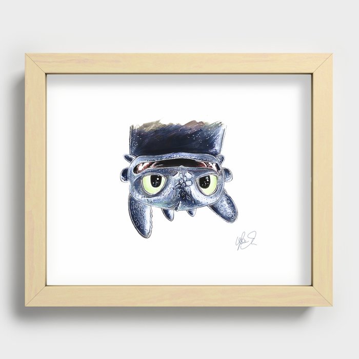 Toothless (Upside Down) Recessed Framed Print