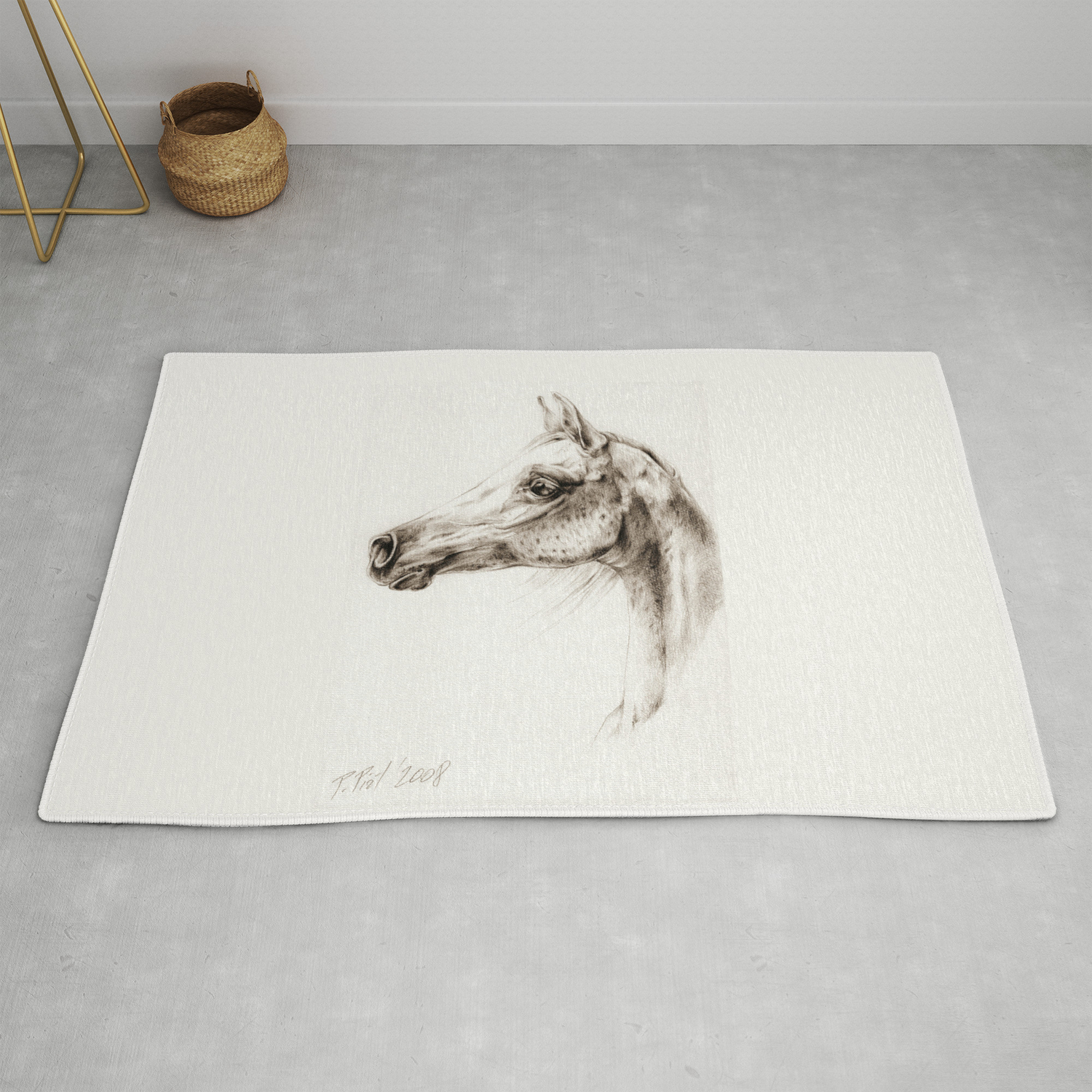 Arabian Horse Head Pencil Drawing Rug By Canisart Society6
