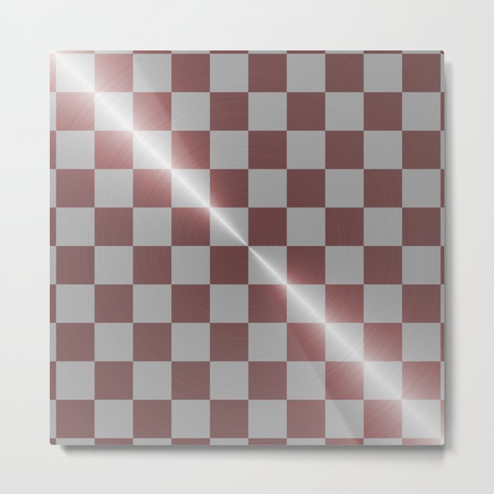 Rose gold and silver 8 by 8 chess board Metal Print