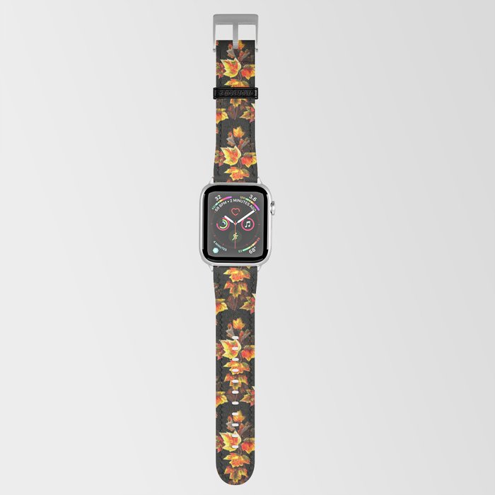 Christian Cross of Autumnal Leaves Repeat Pattern Apple Watch Band
