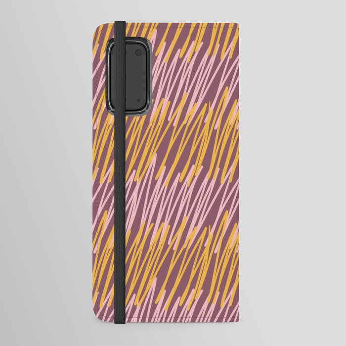 Scribbled Impatience 4A | Mauve and Yellow | Pattern Android Wallet Case