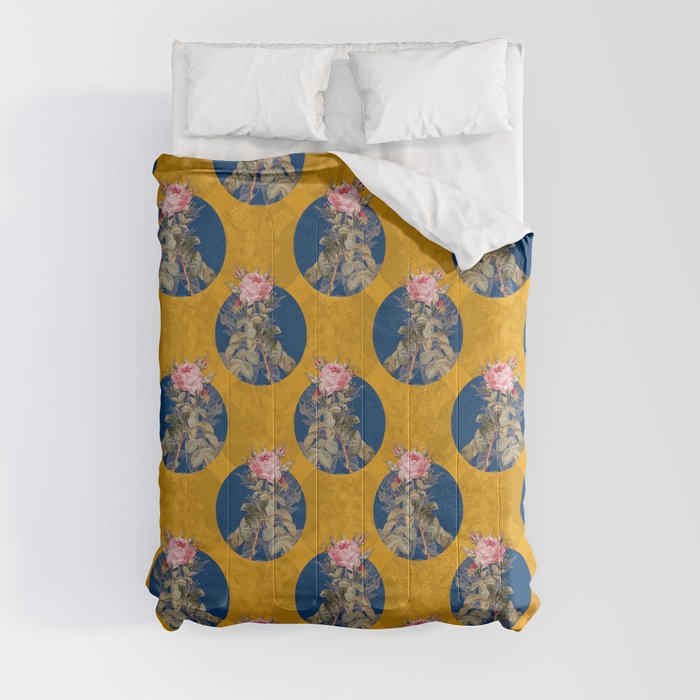 Lelieur's Four Seasons Rose Pattern on Yellow Comforter