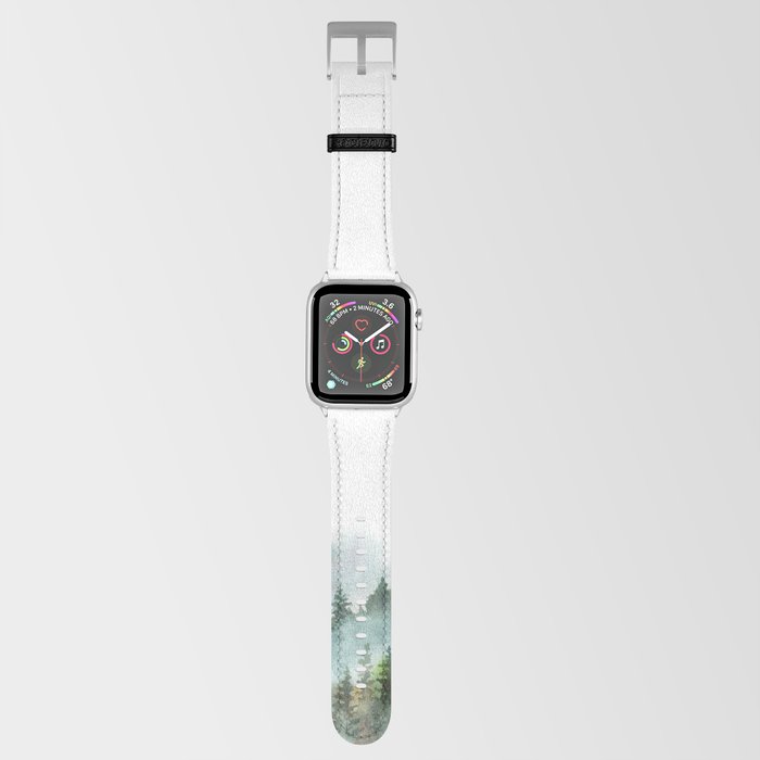 Watercolor Pine Forest Mountains in the Fog Apple Watch Band