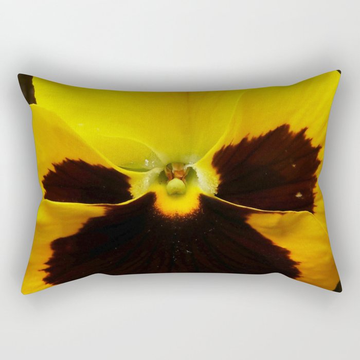 Golden Black Eyed Pansy Violet Yellow Flower Rectangular Pillow