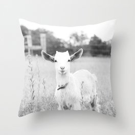 Angelic Baby Goat B&W Throw Pillow