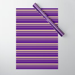 [ Thumbnail: Indigo & Tan Colored Pattern of Stripes Wrapping Paper ]