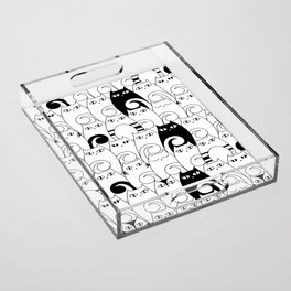 Pretty Kitties in Black and White Acrylic Tray