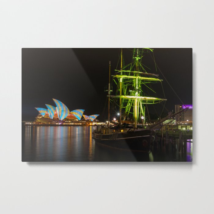 Southern Swan Ship and Sydney Opera House Metal Print