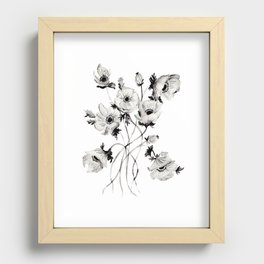 GREYSCALE POPPIES Recessed Framed Print