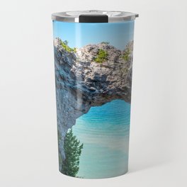 Landscape of Arch Rock on Mackinac Island Michigan Travel Mug