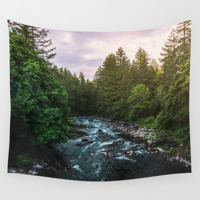 PNW River Run II Pacific Northwest Nature Photography Wall Tapestry