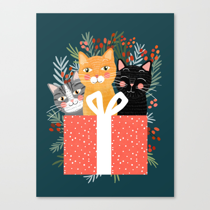 Cats Cute Christmas Xmas Tree Holiday Funny Cat Art Cat Lady Gift Unique Pet Gifts Canvas Print By Miacharro Society6