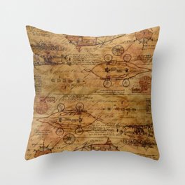 Vintage Steampunk Paper Throw Pillow
