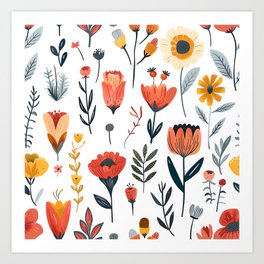 Botanical Serenade: A Medley of Meadow Flowers Art Print